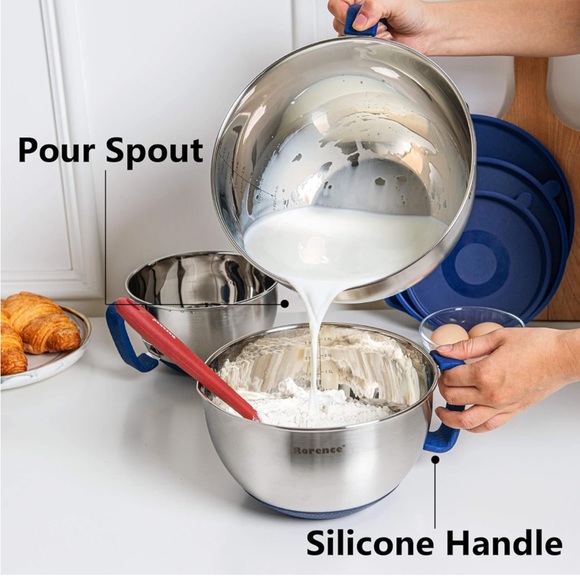 Mixing bowls pour spout with lid and silicone handle - Picture 3 of 5